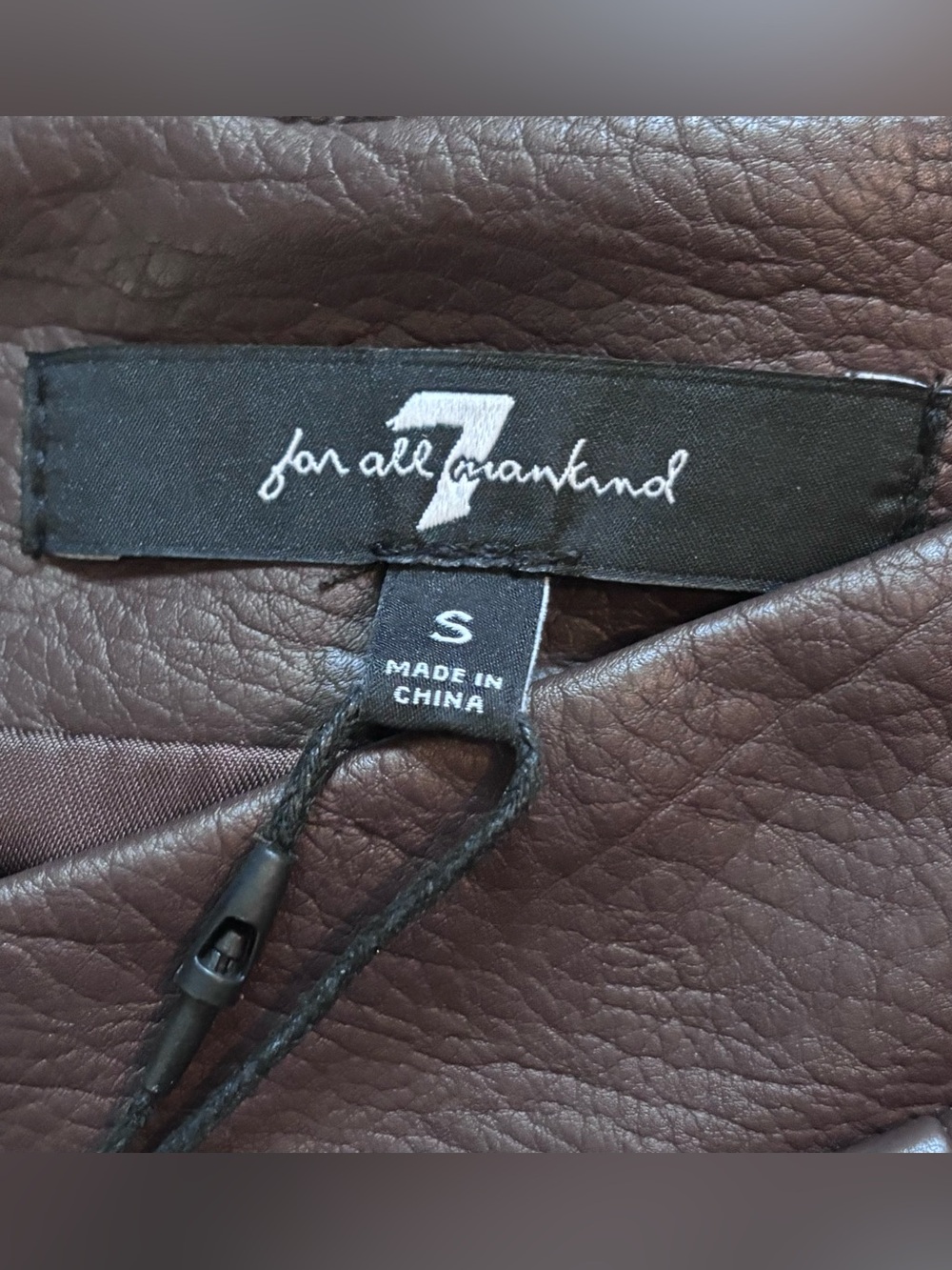 7 For All Mankind Bagatelle Faux Leather Horsebit Mini Skirt Brown Small NWT